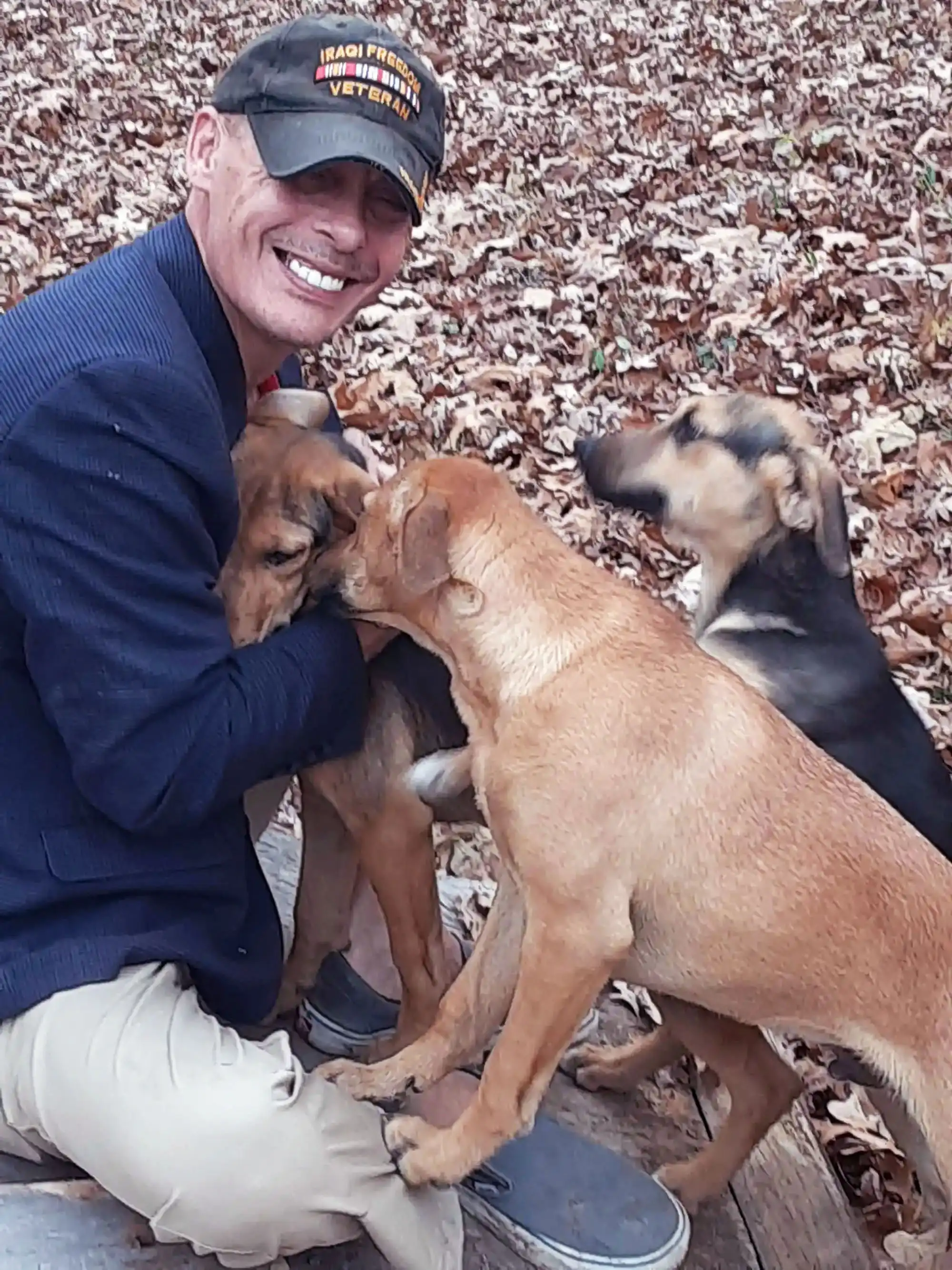 Veteran David Haave training service dogs for Veterans returning home with PTSD, Dixon, MO, USA. -- David Haave